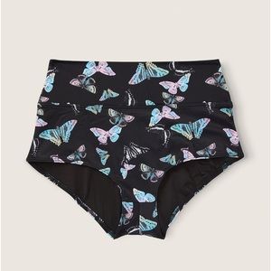 Butterfly Print High-Waisted Swim Bottoms